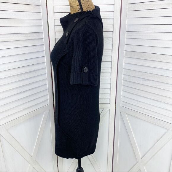 INC International Concepts Split Cowl Neck Tunic Sweater Black PL Short Sleeve - Picture 2 of 10